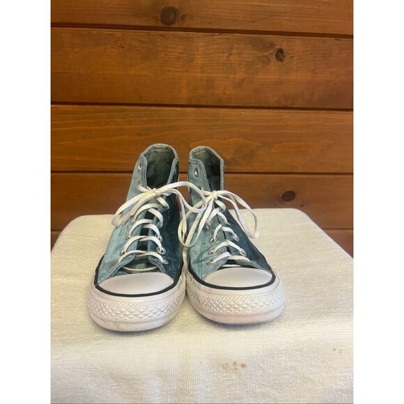 Converse Womans  Chuck Taylor All Star high-top sneakers in a teal velvet Sz 8 - Picture 7 of 8